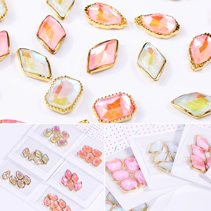 5 штук пакет Стразы для ногтей смешанные цвета плоская задняя квадратная