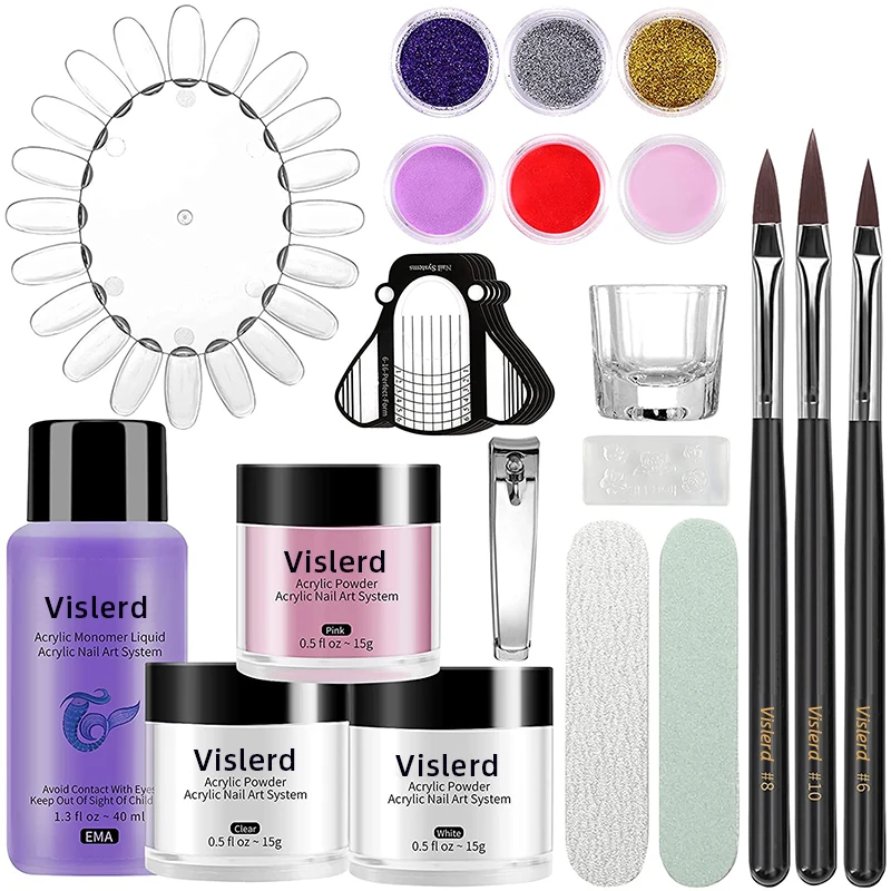 

Набор для наращивания ногтей, акриловая пудра, жидкий мономер, резьба Порошковые блестки, для украшения ногтей, маникюрный набор