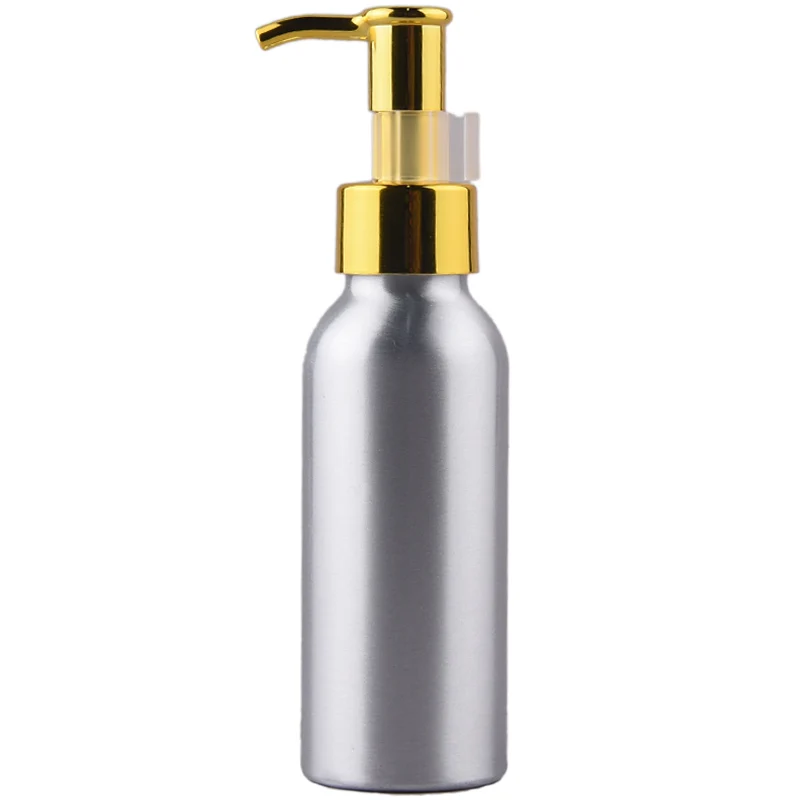 

30ml-500ml Aluminum Bottle with Golden Oil Pump , Free Shipping Empty Refillable Bottle Cosmetic Containers (Safety Buckle)