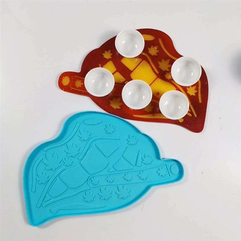 

3 Pcs Maple Lips Keychain Epoxy Resin Mold Serving Board Tray Coaster Silicone Mould DIY Crafts Casting Tools