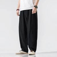 geskeey plus size casual cotton linen 3 pocket pants m 5xl spring summer elastic waist basic retro loose harem pants trousers