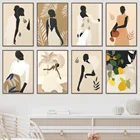 Африканские Женщины Лимон Тропическое растение абстрактное искусство холст картина скандинавские плакаты и принты настенные картины для декора гостиной