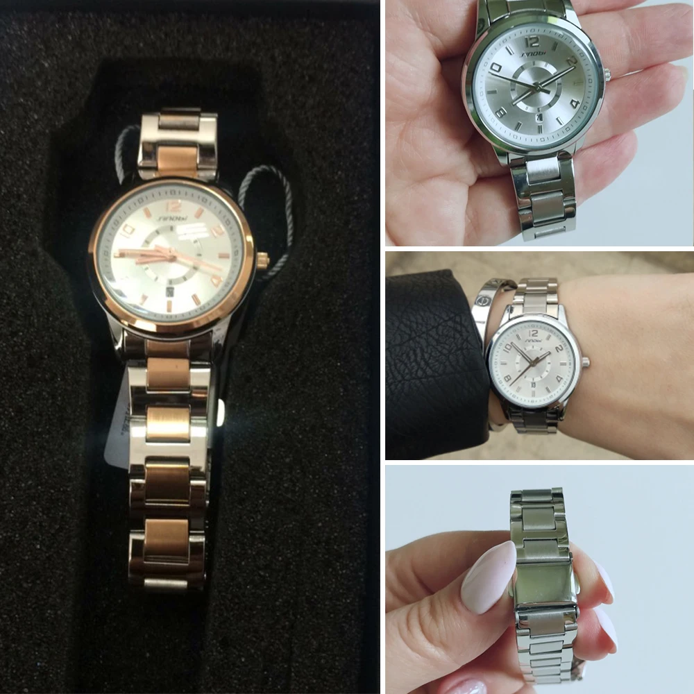 

Часы наручные SINOBI Женские кварцевые, с кристаллами, розовое золото, 2019