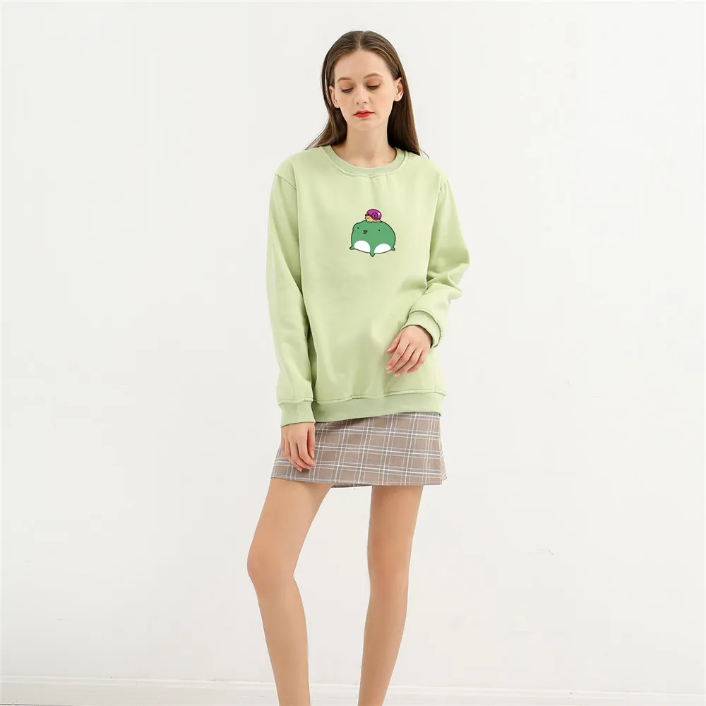 

Cute Frog Hoodie Crewneck Cotton Sweatshirt Women Pullover Harajuku Graphic Hoodies Aesthetic Cartoon Print Goth Sudadera Mujer