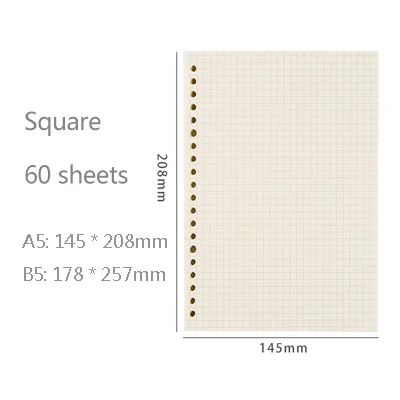 square A5 B5 полупрозрачная записная книжка планировщик бумага для органайзера внутренний язычник пуля журнал канцелярские принадлежности Школьные принадлежности - Цвет: square
