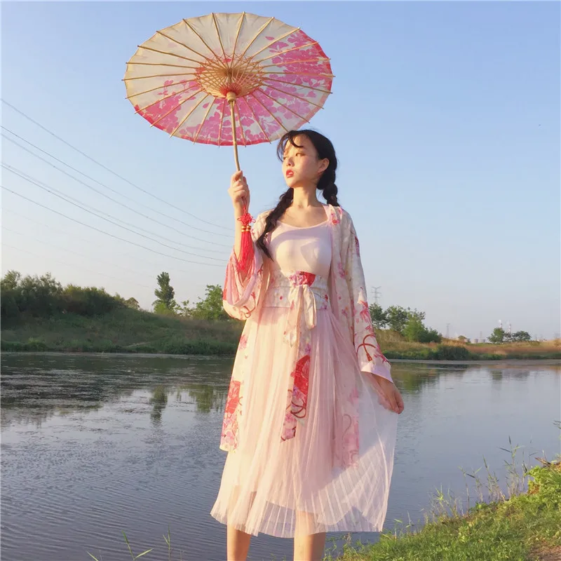 Женский длинный костюм Лолита свободный цветочное кимоно длинное пальто с