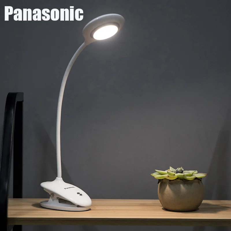 Panasonic светодиодный сенсорный выключатель, 3 режима, настольная лампа с зажимом, защита для глаз, настольный светильник, диммер, перезаряжаемый через USB, светодиодный, настольная лампа