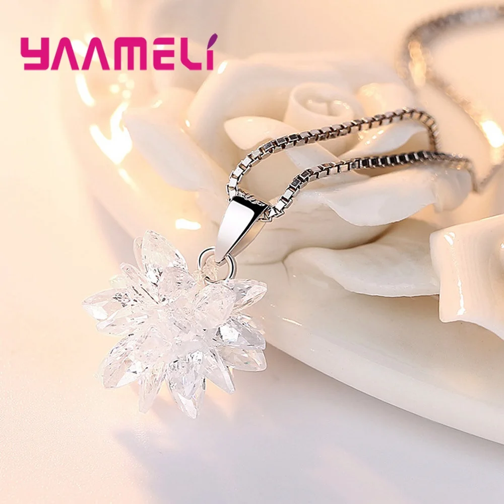 Женское ожерелье из серебра 925 пробы с фианитом|Ожерелья| |