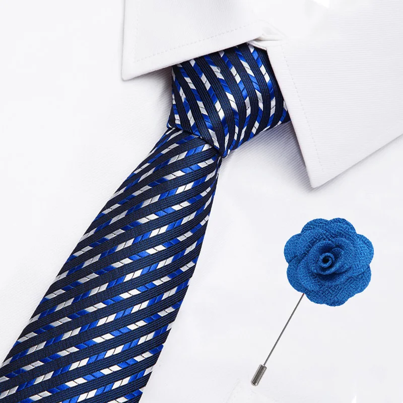 

Men's Slim Tie 7.5cm Skinny Tie Gold Striped Plaid Paisley Tie Casual Necktie For Men Business Wedding Brooch as gift