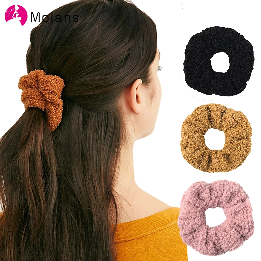 Женские милые мягкие плюшевые эластичные резинки для волос зимние Бархатные