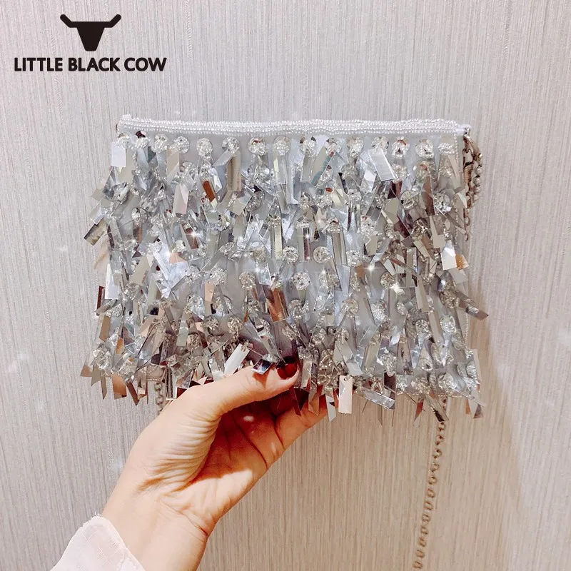 Для женщин шикарные вечерние блестками Маленькая сумка с клапаном бриллиантами