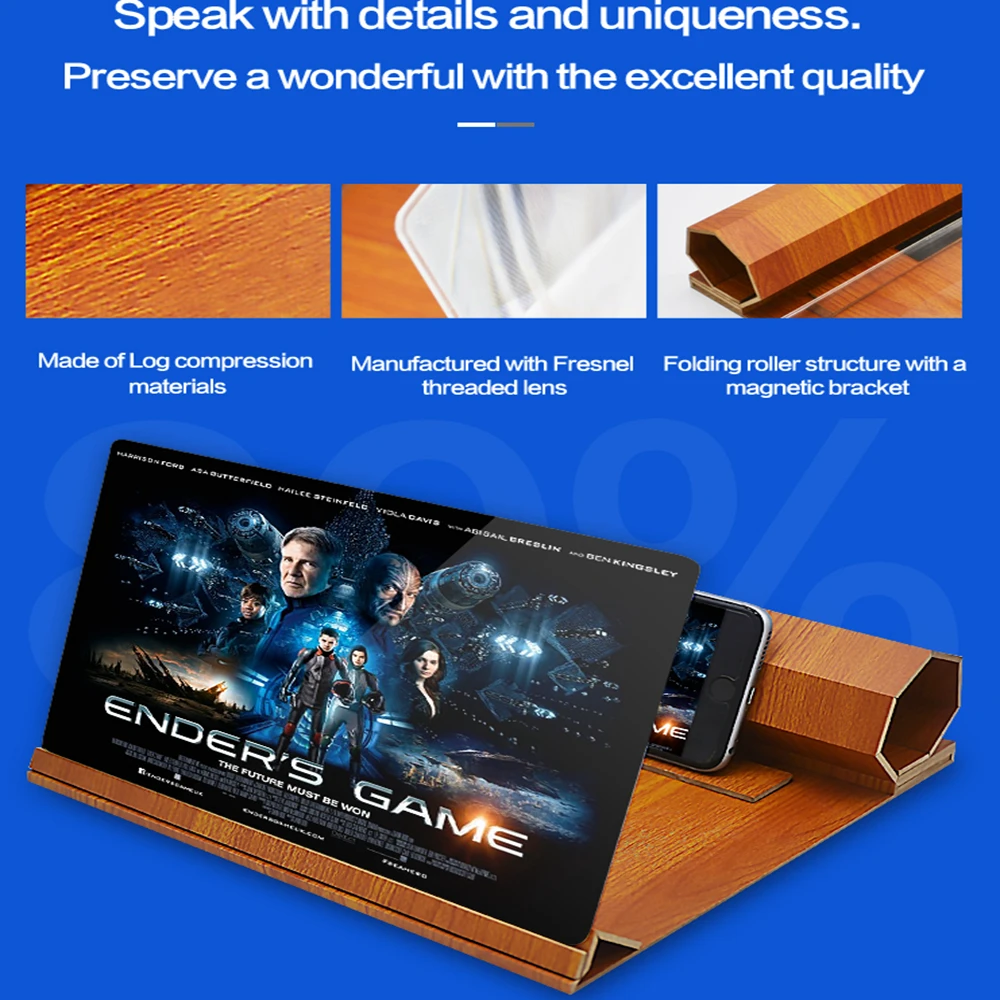 12 inch foldable wooden mobile phone hd video screen magnifier wood phone screen amplifying desktop bracket 3d amplifier holder free global shipping