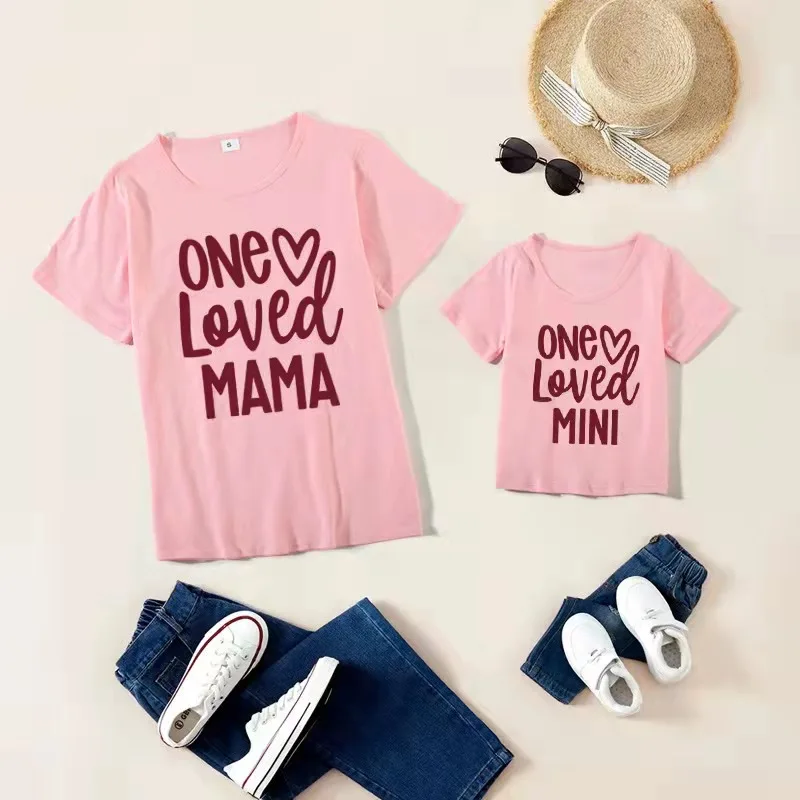 

Mama Mini Mother Daughter Matching T-shirts Family Set Short Sleeve Mom Baby Mommy and Me Clothes Summer Women Girls Cotton Tops