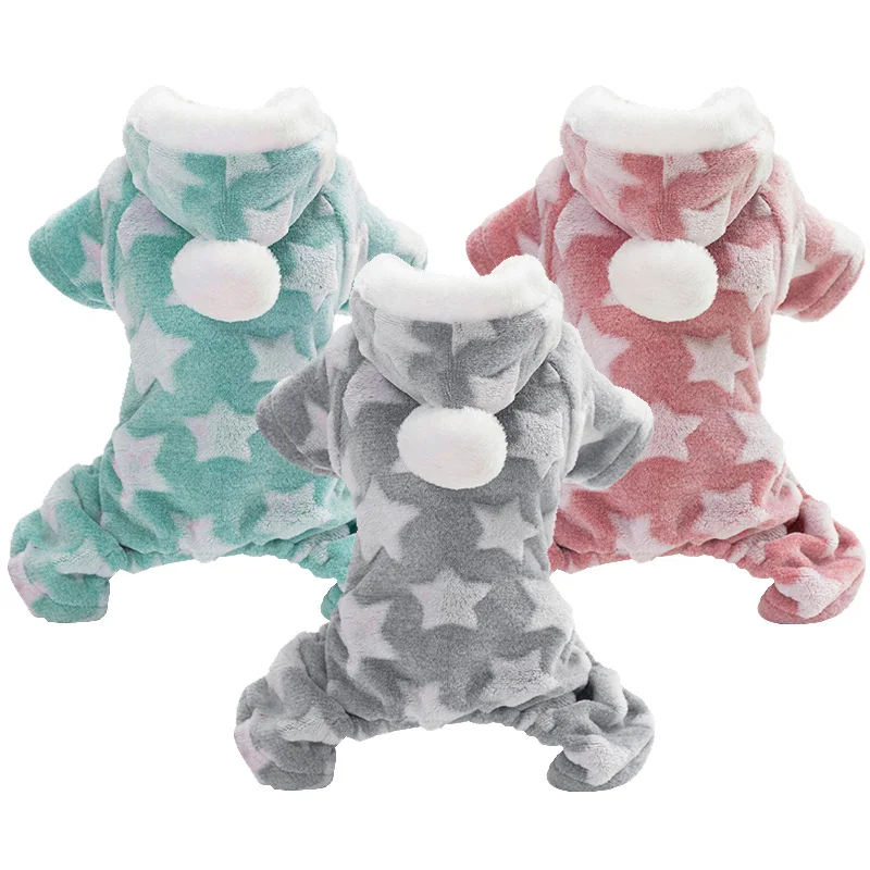 

Pet Clothes set Small Cats And Dogs Autumn And Winter Coat Jacket Hooded Clothes Cute Plush Warm Coat For Walking The Dogs