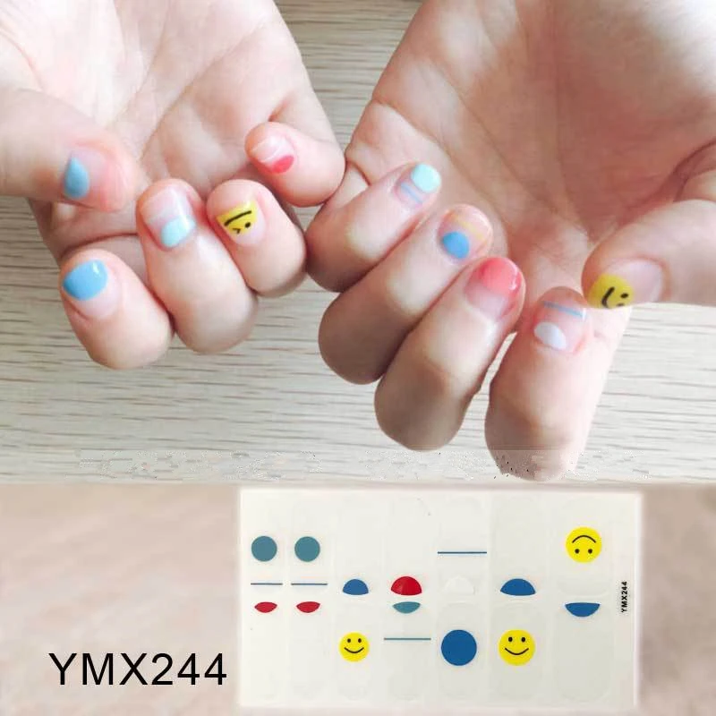 YMX244 1 лист цветной мультфильм милый медведь наклейки для ногтей клей полное покрытие наклейки для ногтей s 3D Водонепроницаемый Маникюр Pegatinas инструменты - Цвет: YMX244