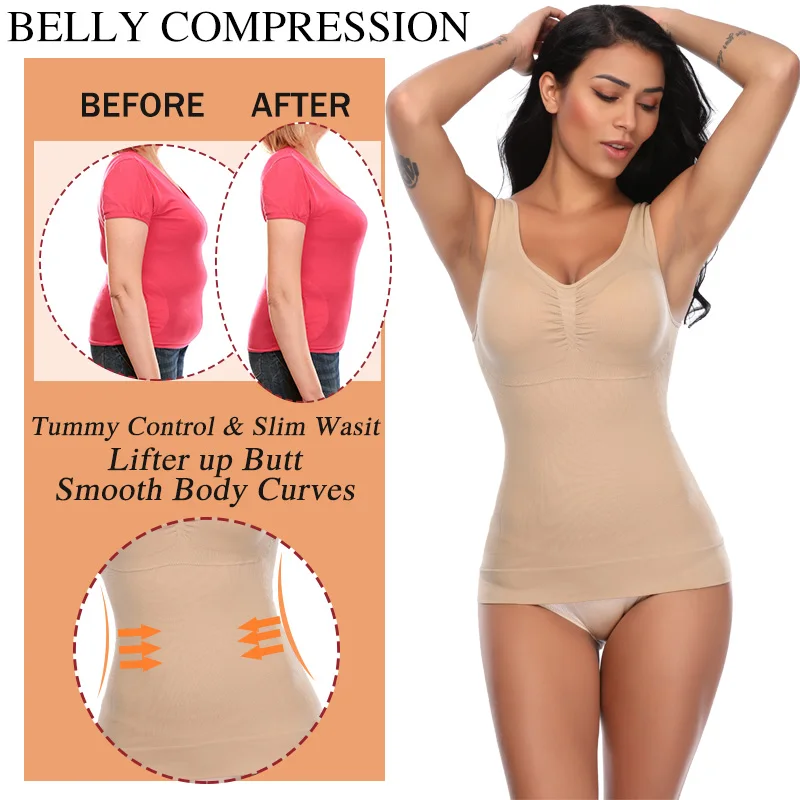 Корректирующее белье женское со съемными подкладками Утягивающее нижнее майка с