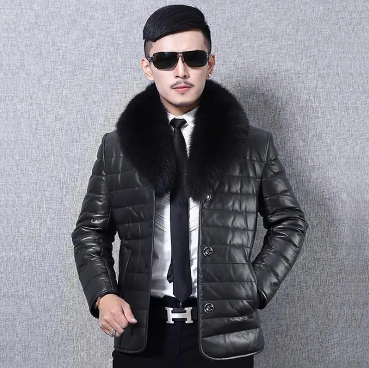 Осенняя Черная куртка из искусственной кожи мужское зимнее плотное теплое