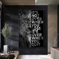 animal wall decor painting lion print and poster its over when you quit insparing phrase canvas painting for living dedroom