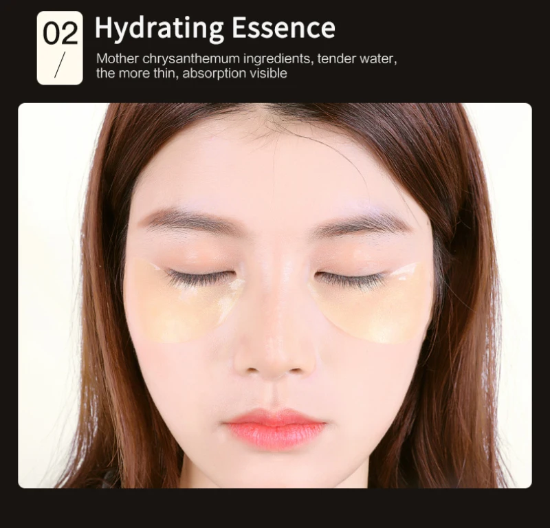 Патчи для глаз золотистые с кристаллами морских водорослей коллагеновая