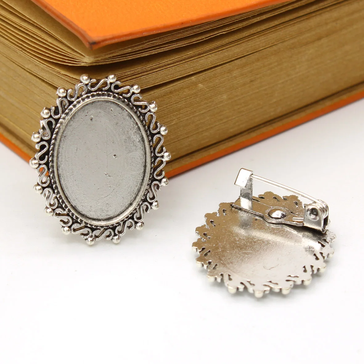 Брошь основа безопасная булавка старинная Серебряная заклепка фиксированная