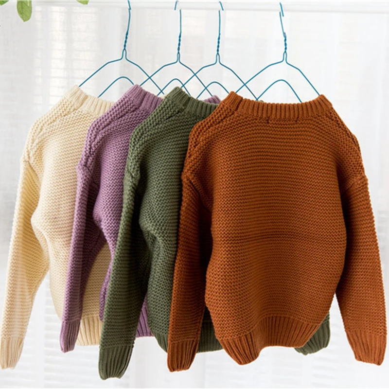 2019 Новые свитера для девочек вязаная детская одежда модные зимний толстый