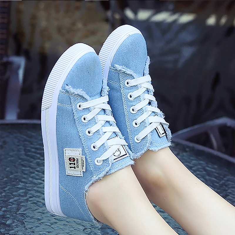 Women's Canvas Shoes 2020 summer jogging sports shoe White/Blue woman casual sneakers lace-up lightweight fashion Tenis feminino | Обувь