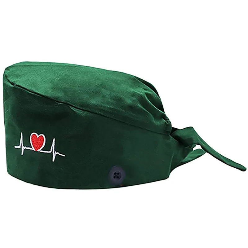 

Scrubs Caps with Button Anti-lear Unisex Heart Pattern Adjustable Bandage Hats Reuseable Washable Working Hats Caps Accessories