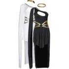 S-XL женский костюм греческой богини для косплея на Хэллоуин, черно-белый костюм римской принцессы для вечеринки
