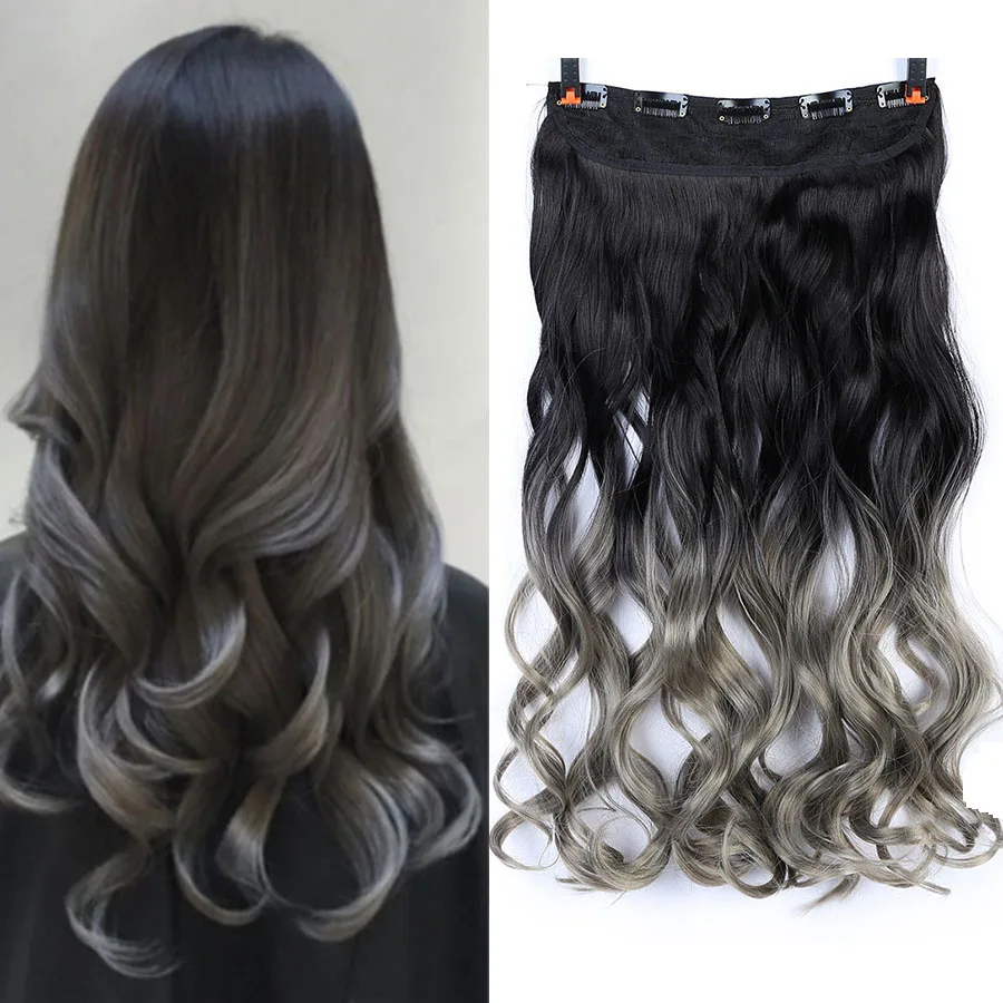 Модные высококачественные 24 дюймовые синтетические накладные волосы на клипсе