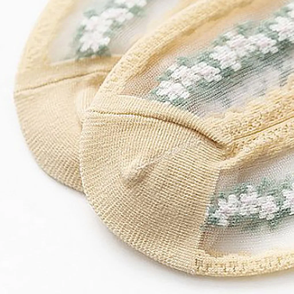 

1Pairs Women Girls Socks For summer Ultra-thin Transparent Linen Socks Fashion Small Flower Pattern Japan Harajuku Socks