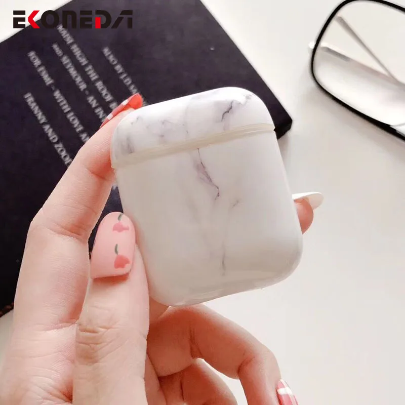 EKONEDA ультра тонкий глянцевый чехол для Airpods чехол мраморный роскошный защитный чехол для Airpods