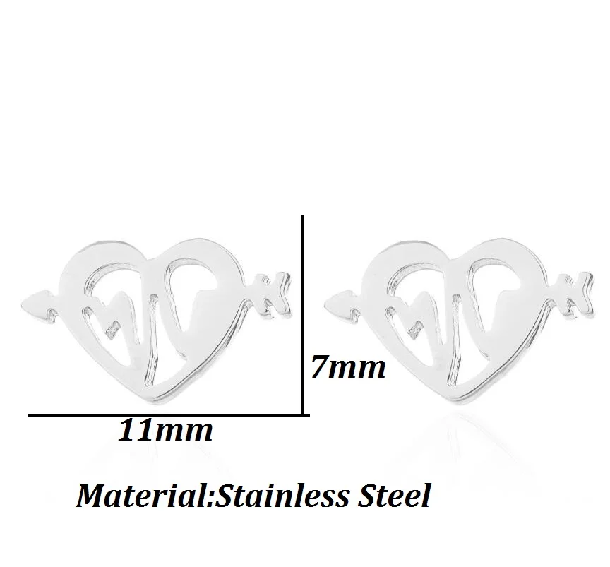 FENGLI 2019 pendientes Heart Stud Earrings for Women Men Arrow Earring Ear Gold Color Jewelry Statement Hot Sale | Украшения и