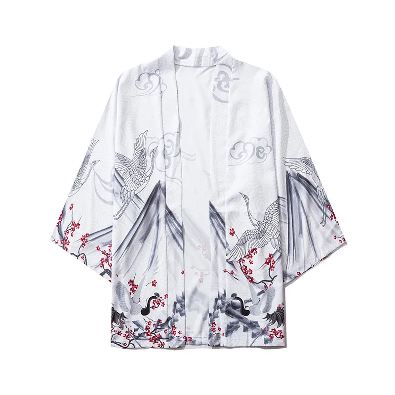 Кимоно в японском стиле для мужчин и женщин уличная одежда с принтом кошки