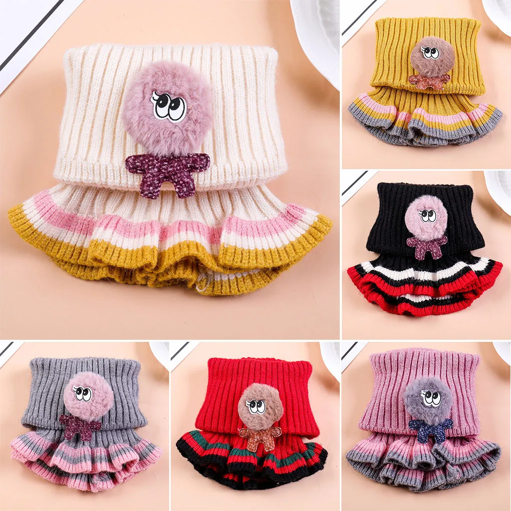 Детский вязаный шерстяной шарф для мальчиков и девочек зимний теплый шарф-хомут