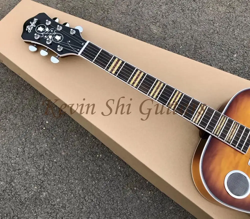 Винтажная хромированная металлическая мини гитара Sunburst Hofner резонаторная