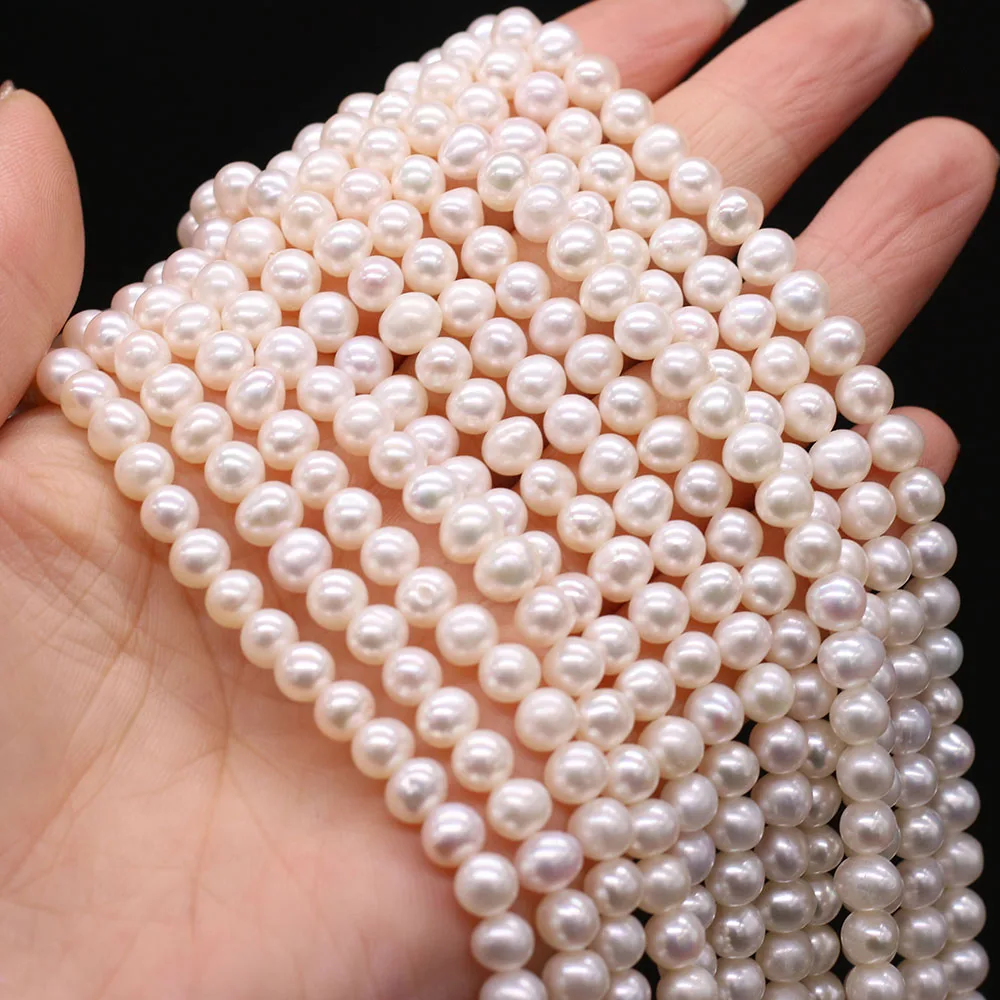 

Natural Pearl AAA Grade Real Freshwater Pearl Beads White Round Spacer Loose Pearl Bead For DIY Bracelet Necklace Jewelry Making