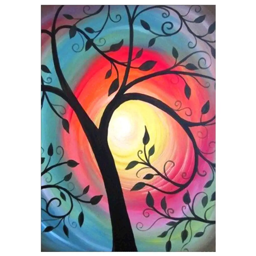 5D Сделай Сам Алмазная искусство цвета с рисунком дерева вышивка крестиком