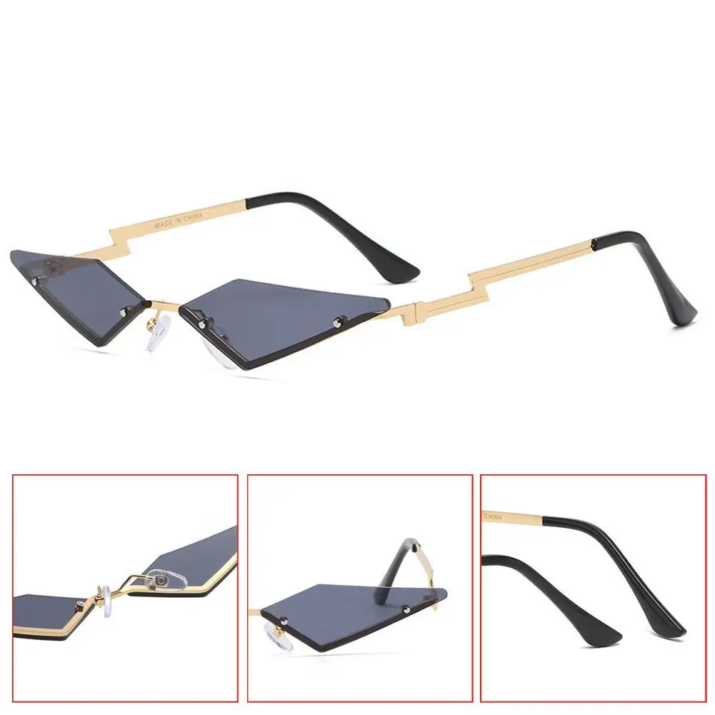 

Cat Eye Sunglasses Luxury Brand Designer Women Metal Lady Shades Eyewear UV400 Trend glasses New Rimless Sunglass Sun Fashi B0S2