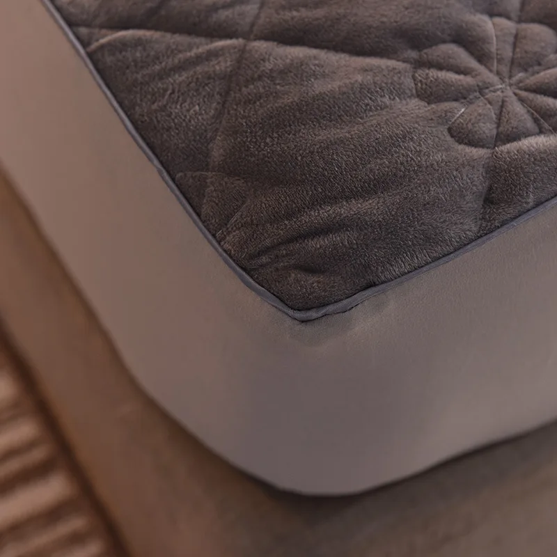 

Crystal Velvet Mattress Cover Quilted Thick Mattress Protector Pad Elastic Bedspread Anti-mite Bugs Bed Fitted Sheet Bed Covers