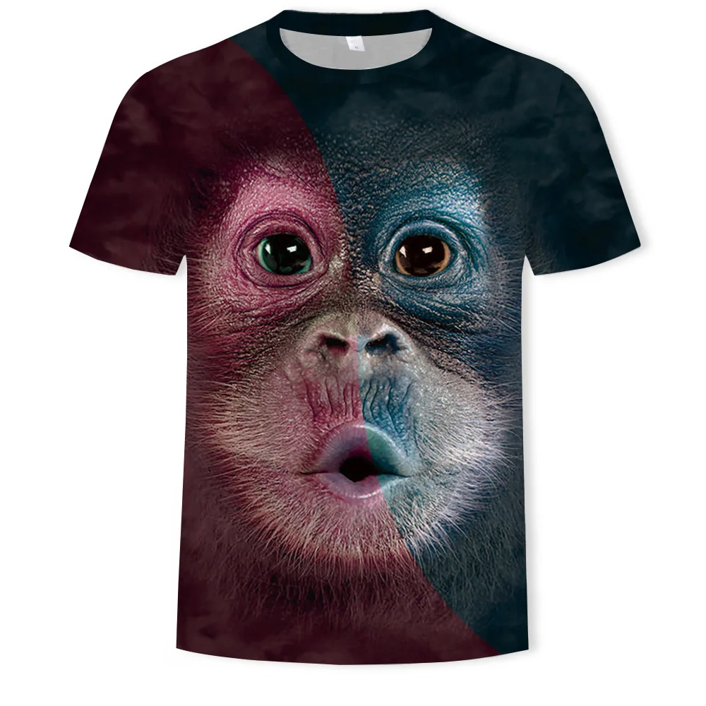 

Summer hot sale men's T-shirt 3D printing monkey pattern Harajuku O-neck fashion street all-match T-shirt for men and women