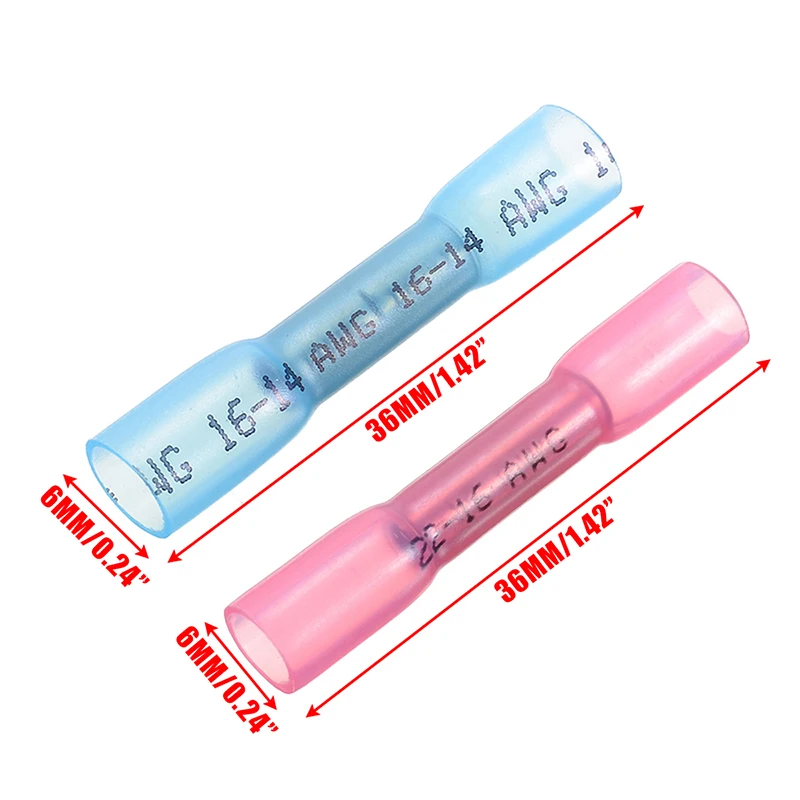 Термоусадочные обжимные стыковые клеммы 50 шт./кор. AWG изолированные соединители