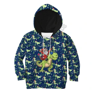 Santa and Dinosaur Printed Hoodies Kids Pullover Sweatshirt Tracksuit Jacket T Shirts Boy Girl Funny Apparel 56