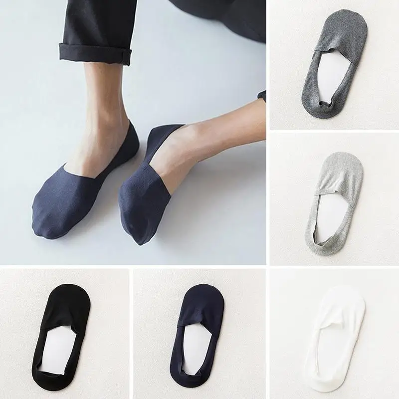 

1 pair Silicone Non-Slip Invisible Socks Shallow Mouth Mesh Breathable Men's Ice Silk Boat Socks Thin Deodorant Cotton Socks