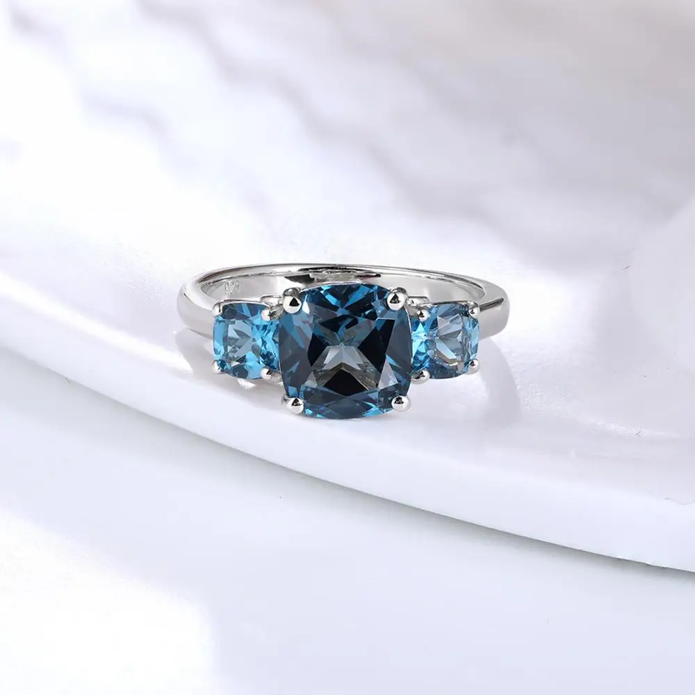 

GZ ZONGFA Gems And Jewelry High Quality Fine Jewelry Wedding Ring Natural London Blue Topaz Sterling Silver Rings