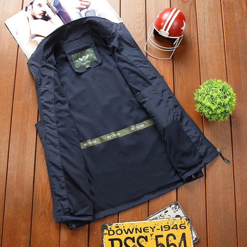 

DANG New Vests Man Thin Casual Wasitcoat for Men Vest with Many Pockets Summer for Men Zipper Regular Men's Waistcoat
