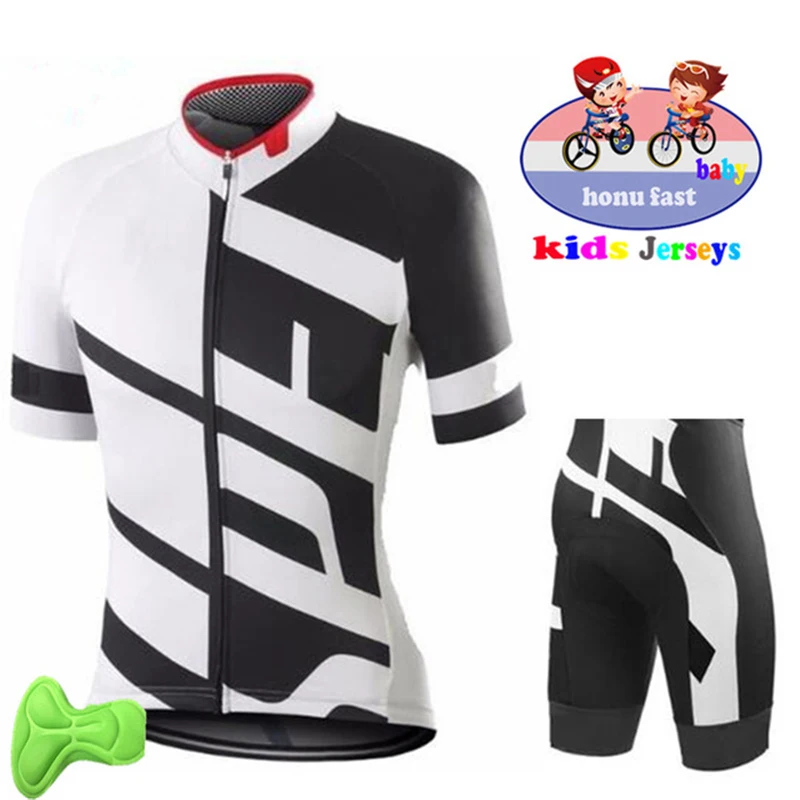 Kids Fluorescent Green Cycling Jersey Set Mountain Bike Clothes Sportswear Raphaing Racing Children Bicycle Clothing Cycling Kit