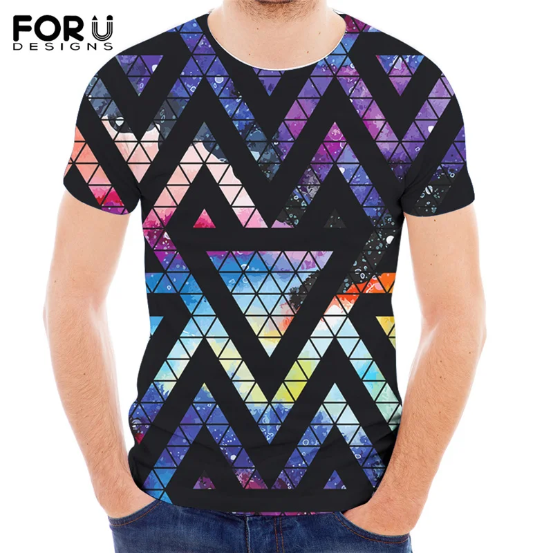 

FORUDESIGN, черные треугольные футболки с космическим принтом Галактики, Мужская Летняя Повседневная рубашка с короткими рукавами, свободные ды...