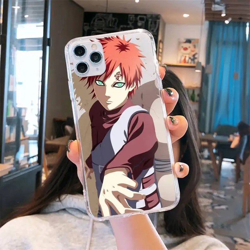 

Japan Anime NARUTO Gaara Phone Case Transparent for iPhone 6 7 8 11 12 s mini pro X XS XR MAX Plus