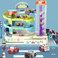 electric track parking building car toy rail racing car train small garage children gifts mechanical adventure brain table game