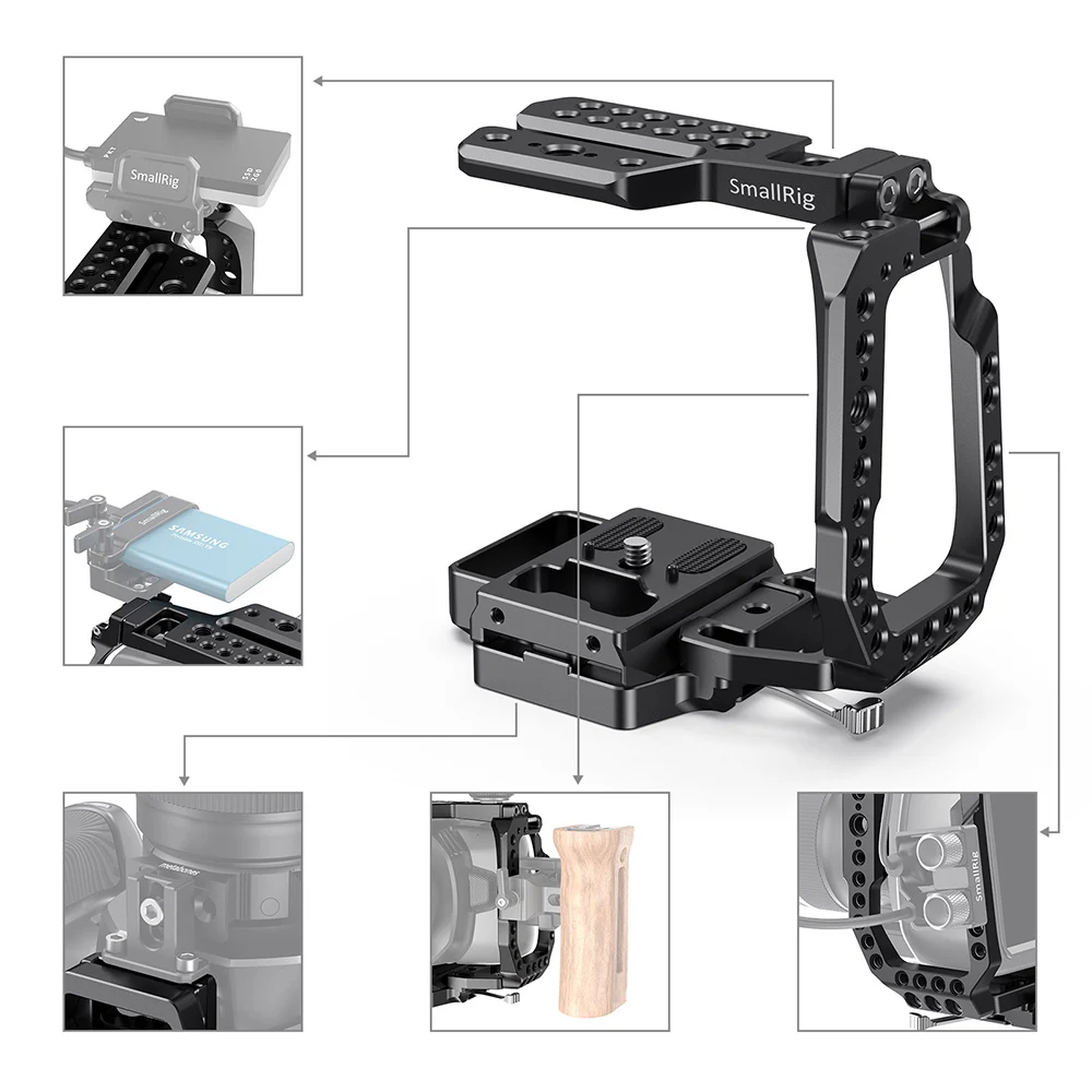 

SmallRig BMPCC 4K Half Cage for Blackmagic Design Pocket Cinema Camera 4K feature with Built-in Manfrotto 501PL plate 2255B